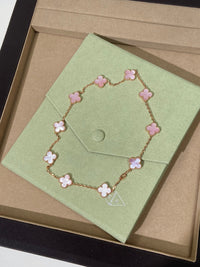 [Luckin Jewelry]CLOVER 10 MOTIFS PINK NECKLACE