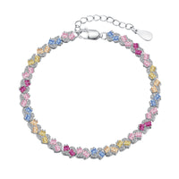 [Luckin Jewelry]Ornate Colorful Flower Shape Party Bracelet
