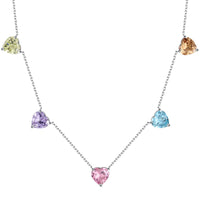 [Luckin Jewelry]Sparkling Colorful Heart Cut Necklace
