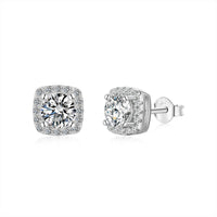 [Luckin Jewelry]Classic Round Center Stone Stud Earrings