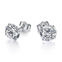 [Luckin Jewelry]Stylish Shiny Round Center Stone Stud Earrings