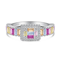 [Luckin Jewelry]Exquisite Colorful Radiant Cut Party Ring