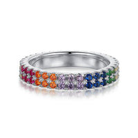 [Luckin Jewelry]Unique Colorful Round Cut Tennis Ring