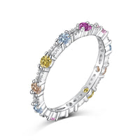 [Luckin Jewelry]Sparkling Colorful Round Cut Tennis Ring