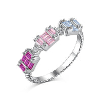 [Luckin Jewelry]Unique Colorful Emerald Cut Party Ring