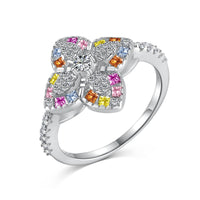 [Luckin Jewelry]Luxurious Colorful Flower Shape Banquet Ring