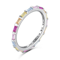 [Luckin Jewelry]Exquisite Multicolored Emerald Cut Daily Ring