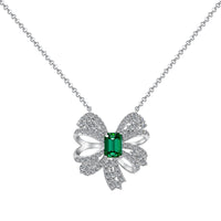 [Luckin Jewelry]Luxurious Flower Shape Emerald Cut Necklace