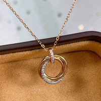 [Luckin Jewelry]TRINITY NECKLACE SILVER GOLD PINK GOLD DIAMONDS