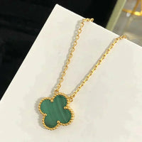 [Luckin Jewelry]CLOVER 15MM MALACHITE SINGLE FLOWER  NECKLACE