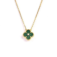 [Luckin Jewelry]CLOVER 15MM DIAMOND TURQUOISE NECKLACE