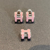 [Luckin Jewelry]MINI POP H SILVER EARRINGS PINK