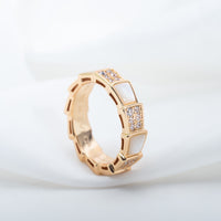 [Luckin Jewelry]SERPENTI RING PINK GOLD MOP DIAMOND PAVED 4MM