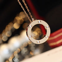 [Luckin Jewelry]LOVE NECKLACE 16MM 6 DIAMONDS PINK GOLD