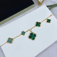 [Luckin Jewelry]MAGIC CLOVER MALACHITE GOLD BRACELET 5 MOTIFS