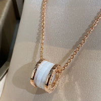[Luckin Jewelry]ZERO 1 WHITE CERAMIC PINK GOLD NECKLACE