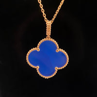 [Luckin Jewelry]CLOVER 25MM NECKLACE TURQUOISE ROSE GOLD