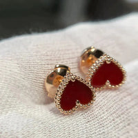 [Luckin Jewelry]HEART CARNELIAN STUD EARRINGS