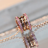 [Luckin Jewelry]ZERO 1 ROCK PINK GOLD PINK DIAMOND NECKLACE