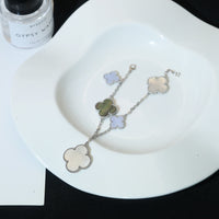 [Luckin Jewelry]CLOVER BRACELET 5 MOTIFS MOP CHALCEDONY SILVER