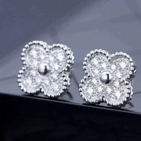 [Luckin Jewelry]CLOVER 1 MOTIFS DIAMOND STUD EARRINGS SILVER