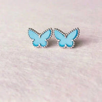 [Luckin Jewelry]BUTTERFLY TURQUOISE EARRINGS SILVER