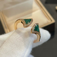 [Luckin Jewelry]DREAM MALACHITE DIAMOND OPEN RING