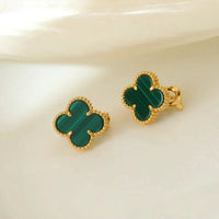 [Luckin Jewelry]CLOVER MEDIUM 1 MOTIFS MALACHITE  EARRINGS