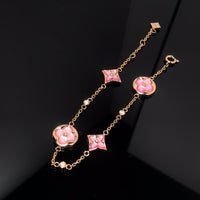 [Luckin Jewelry]STAR AND SUN 4 MOTIF PINK MOP PINK GOLD BRACELET