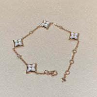 [Luckin Jewelry]STAR 4 MOTIF MOP DIAMOND PINK GOLD BRACELET