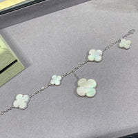 [Luckin Jewelry]CLOVER 5 MOTIF WHITE MOP SILVER BRACELET