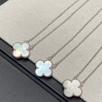 [Luckin Jewelry]CLOVER MEDIUM SILVER WHITE MOP NECKLACE