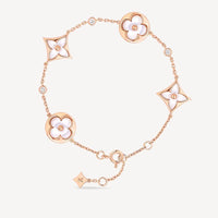 [Luckin Jewelry]STAR AND SUN 4 MOTIF WHITE MOP PINK GOLD BRACELET