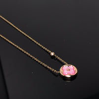 [Luckin Jewelry]COLOR BLOSSOM PINK MOP SUN GOLD NECKLACE