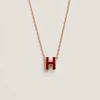 [Luckin Jewelry]HM CLIC RED ENAMEL GOLD NECKLACE