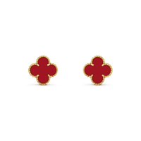 [Luckin Jewelry]CLOVER MINI 9.5MM CARNELIAN EARRINGS