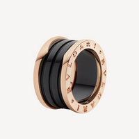 [Luckin Jewelry]ZERO 1 FOUR-BAND LOOPS AND BLACK CERAMIC SPIRAL PINK GOLD RING