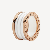 [Luckin Jewelry]ZERO 1 FOUR-BAND LOOPS AND WHITE CERAMIC SPIRAL PINK GOLD RING