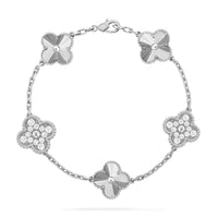 [Luckin Jewelry]CLOVER 5 MOTIF SILVER DIAMOND BRACELET