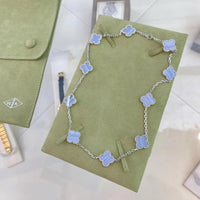 [Luckin Jewelry]CLOVER 10 MOTIFS PURPLE CHALCEDONY NECKLACE