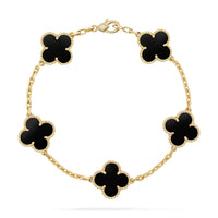 [Luckin Jewelry]CLOVER  5 MOTIFS BLACK ONYX BRACELET