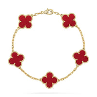 [Luckin Jewelry]CLOVER 5 MOTIFS RED AGATE  BRACELET