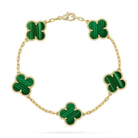 [Luckin Jewelry]CLOVER 5 MOTIFS MALACHITE BRACELET