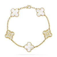 [Luckin Jewelry]CLOVER BRACELET 5 MOTIF WHITE MOP DIAMOND
