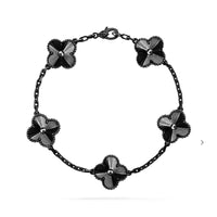 [Luckin Jewelry]CLOVER 5 MOTIF BLACK BRACELET