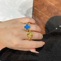 [Luckin Jewelry]CLOVER RIVERSIBLE BLUE AGATE RING