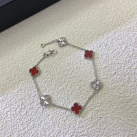 [Luckin Jewelry]CLOVER 6 MOTIF RED AGATE LASER BRACELET