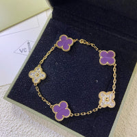 [Luckin Jewelry]CLOVER  5 MOTIFS  PURPLE VIOLET DIAMOND BRACELET