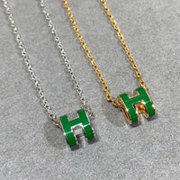 [Luckin Jewelry]POP H GREEN NECKLACE SILVER AND GOLD