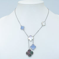 [Luckin Jewelry]CLOVER MOP CHALCEDONY NECKLACE SILVER 6 MOTIF